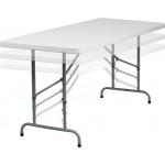 6-Foot Height Adjustable Granite White Plastic Folding Table