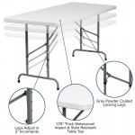 6-Foot Height Adjustable Granite White Plastic Folding Table