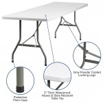 8-Foot Granite White Plastic Folding Table