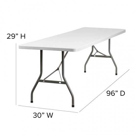 8-Foot Granite White Plastic Folding Table