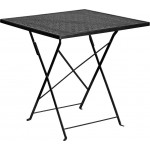 Commercial Grade 28" Square Black Indoor-Outdoor Steel Folding Patio Table