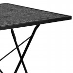 Commercial Grade 28" Square Black Indoor-Outdoor Steel Folding Patio Table