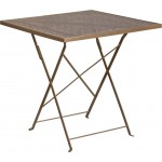 Commercial Grade 28" Square Gold Indoor-Outdoor Steel Folding Patio Table