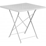 Commercial Grade 28" Square White Indoor-Outdoor Steel Folding Patio Table