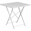 Commercial Grade 28" Square White Indoor-Outdoor Steel Folding Patio Table