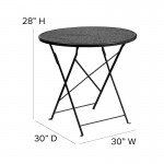 Commercial Grade 30" Round Black Indoor-Outdoor Steel Folding Patio Table