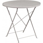 Commercial Grade 30" Round Light Gray Indoor-Outdoor Steel Folding Patio Table