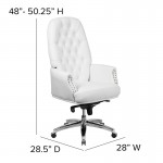 High Back Traditional Tufted White LeatherSoft Multifunction Executive Swivel Ergonomic Office Chair with Arms