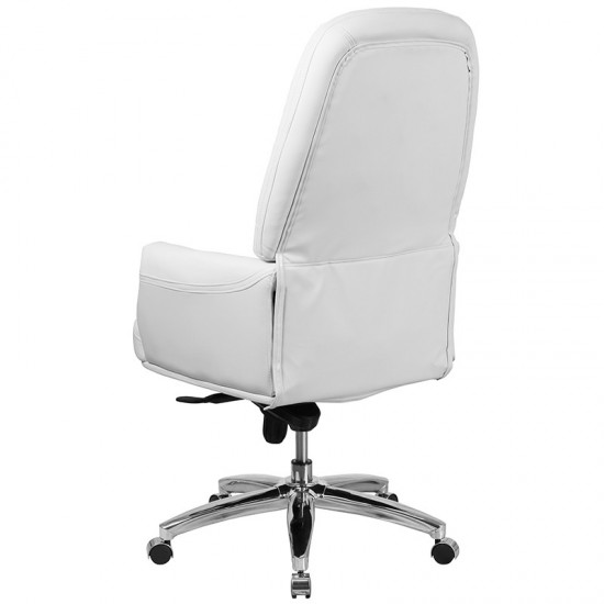 High Back Traditional Tufted White LeatherSoft Multifunction Executive Swivel Ergonomic Office Chair with Arms