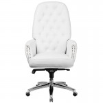 High Back Traditional Tufted White LeatherSoft Multifunction Executive Swivel Ergonomic Office Chair with Arms