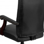 Martha Washington Black LeatherSoft Executive Swivel Office Chair with Arms