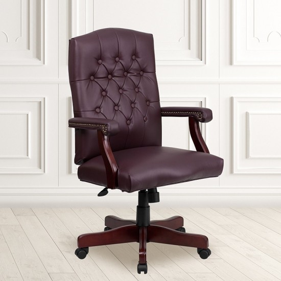 Martha Washington Burgundy LeatherSoft Executive Swivel Office Chair with Arms