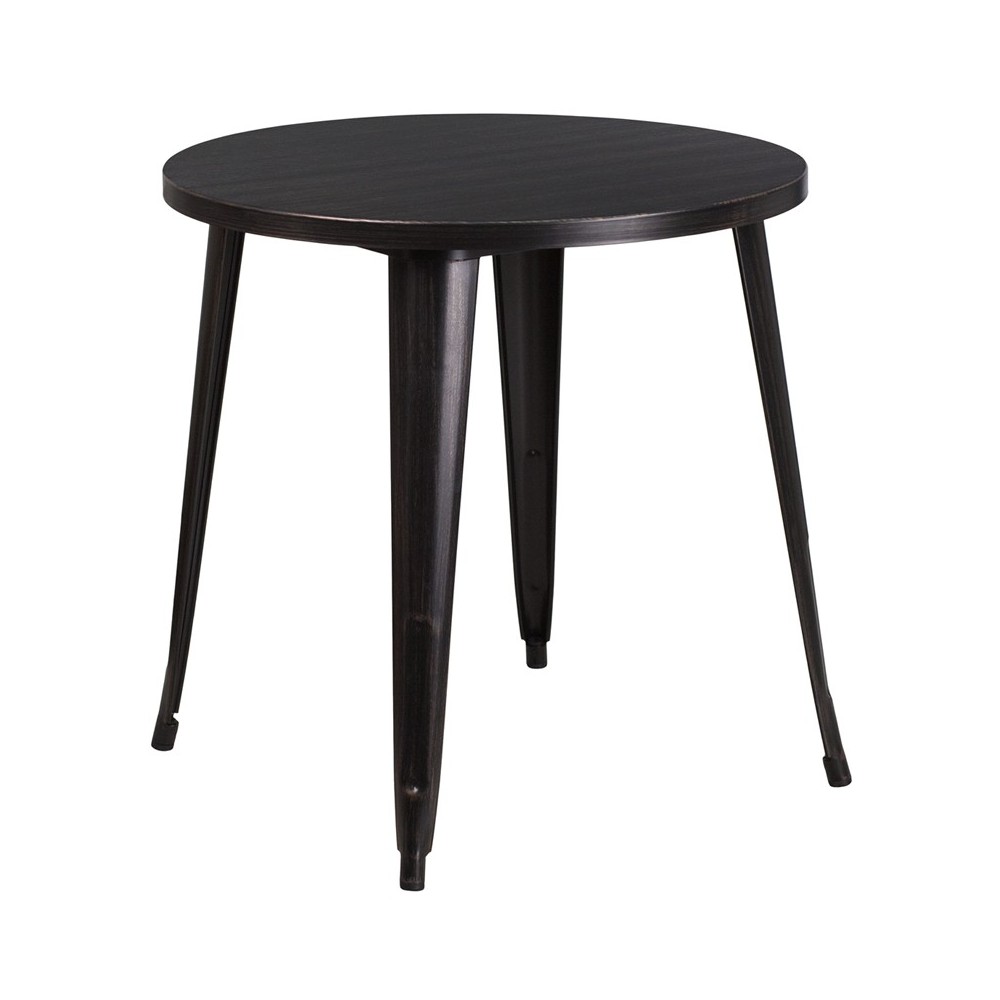 Commercial Grade 30" Round Black-Antique Gold Metal Indoor-Outdoor Table Commercial Grade 30" Round Black-Antique Gold Metal Indoor-Outdoor Table