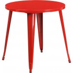 Commercial Grade 30" Round Red Metal Indoor-Outdoor Table