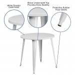 Commercial Grade 30" Round White Metal Indoor-Outdoor Table