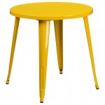 Commercial Grade 30" Round Yellow Metal Indoor-Outdoor Table