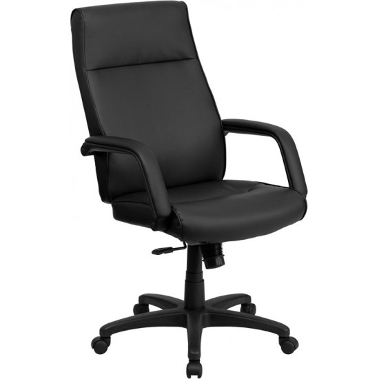 High Back Black LeatherSoft Executive Swivel Ergonomic Office Chair with Memory Foam Padding and Arms