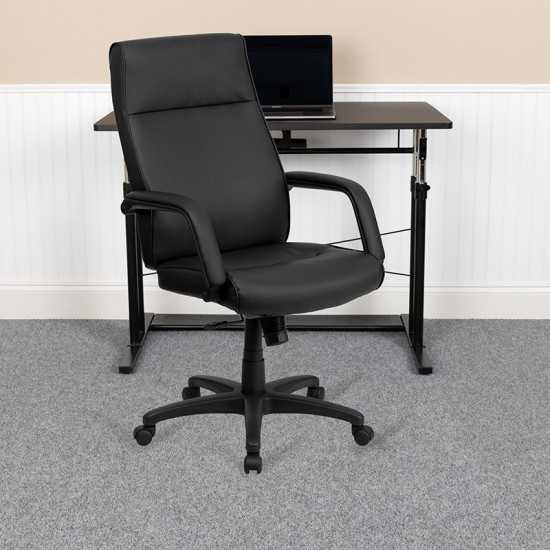 High Back Black LeatherSoft Executive Swivel Ergonomic Office Chair with Memory Foam Padding and Arms