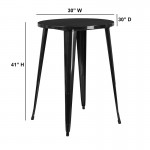 Commercial Grade 30" Round Black Metal Indoor-Outdoor Bar Height Table