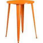 Commercial Grade 30" Round Orange Metal Indoor-Outdoor Bar Height Table