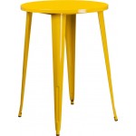 Commercial Grade 30" Round Yellow Metal Indoor-Outdoor Bar Height Table