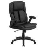 Extreme Comfort High Back Black LeatherSoft Executive Swivel Ergonomic Office Chair with Flip-Up Arms