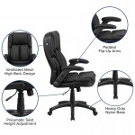 Extreme Comfort High Back Black LeatherSoft Executive Swivel Ergonomic Office Chair with Flip-Up Arms