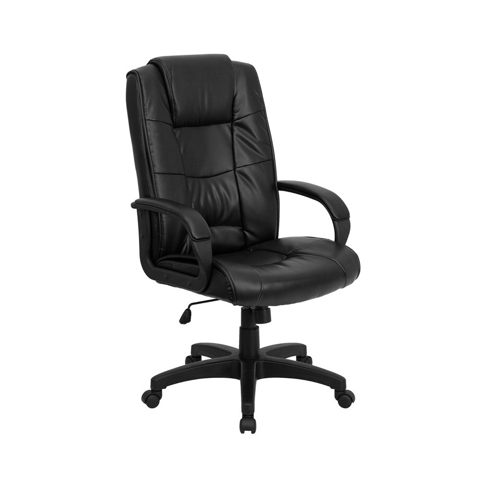 High Back Black LeatherSoft Executive Swivel Office Chair with Arms