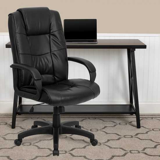 High Back Black LeatherSoft Executive Swivel Office Chair with Arms