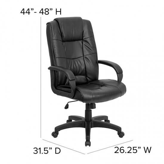 High Back Black LeatherSoft Executive Swivel Office Chair with Arms