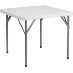 2.85-Foot Square Granite White Plastic Folding Table