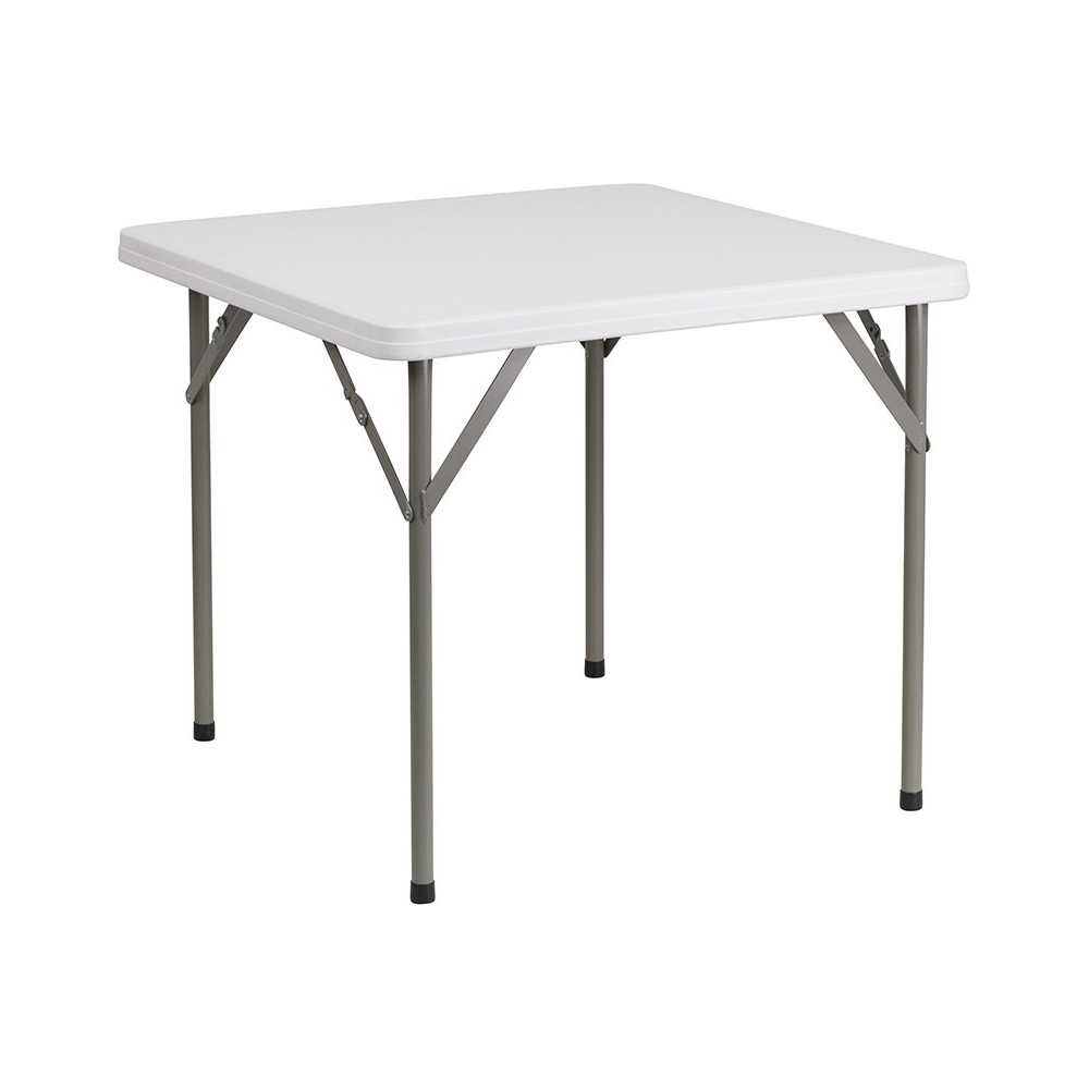 2.85-Foot Square Granite White Plastic Folding Table