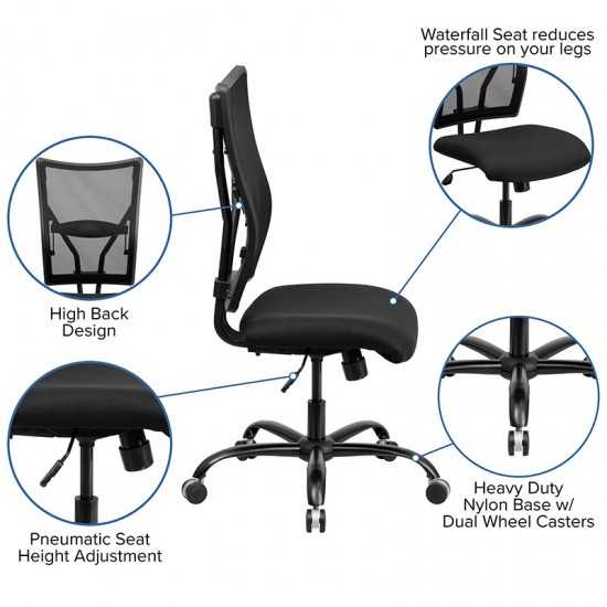 Big & Tall 400 lb. Rated Black Mesh Executive Swivel Ergonomic Office Chair