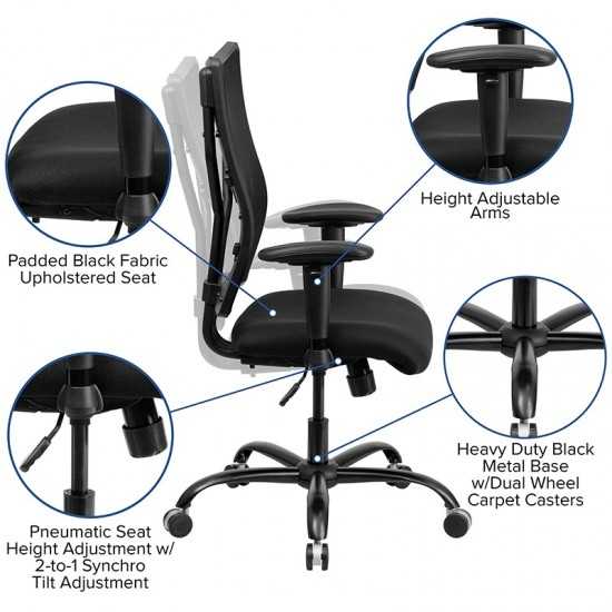 Big & Tall 400 lb. Rated Black Mesh Executive Swivel Ergonomic Office Chair with Adjustable Arms