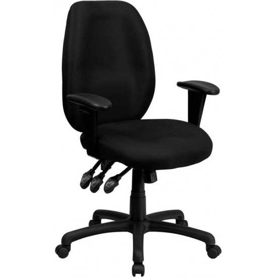 High Back Black Fabric Multifunction Ergonomic Executive Swivel Office Chair with Adjustable Arms