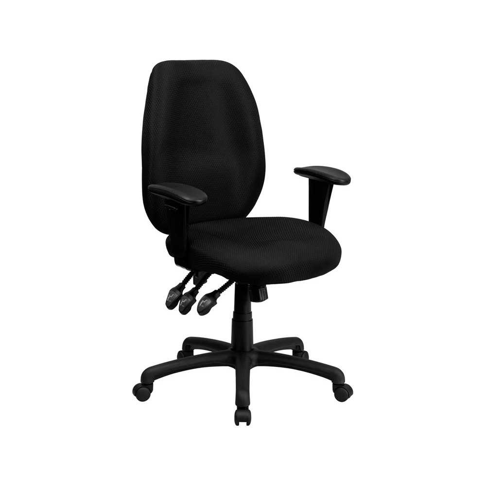 High Back Black Fabric Multifunction Ergonomic Executive Swivel Office Chair with Adjustable Arms