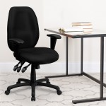 High Back Black Fabric Multifunction Ergonomic Executive Swivel Office Chair with Adjustable Arms