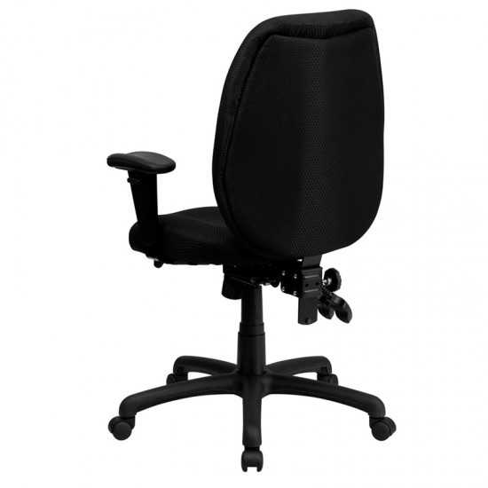 High Back Black Fabric Multifunction Ergonomic Executive Swivel Office Chair with Adjustable Arms