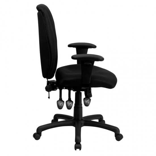 High Back Black Fabric Multifunction Ergonomic Executive Swivel Office Chair with Adjustable Arms