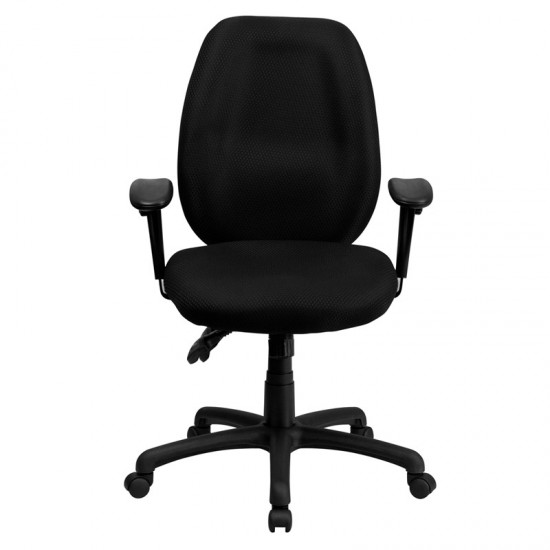 High Back Black Fabric Multifunction Ergonomic Executive Swivel Office Chair with Adjustable Arms