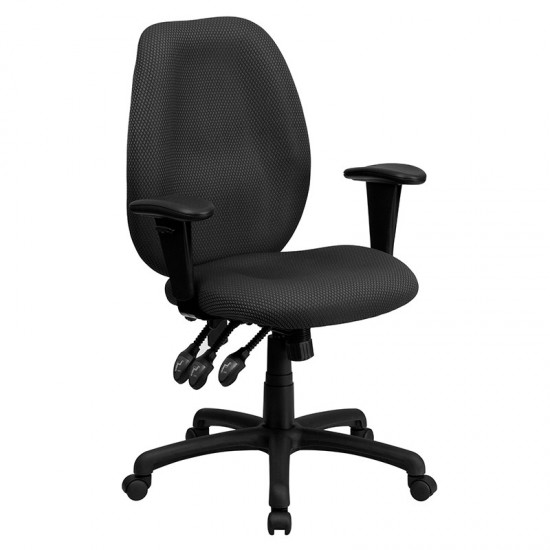 High Back Gray Fabric Multifunction Ergonomic Executive Swivel Office Chair with Adjustable Arms