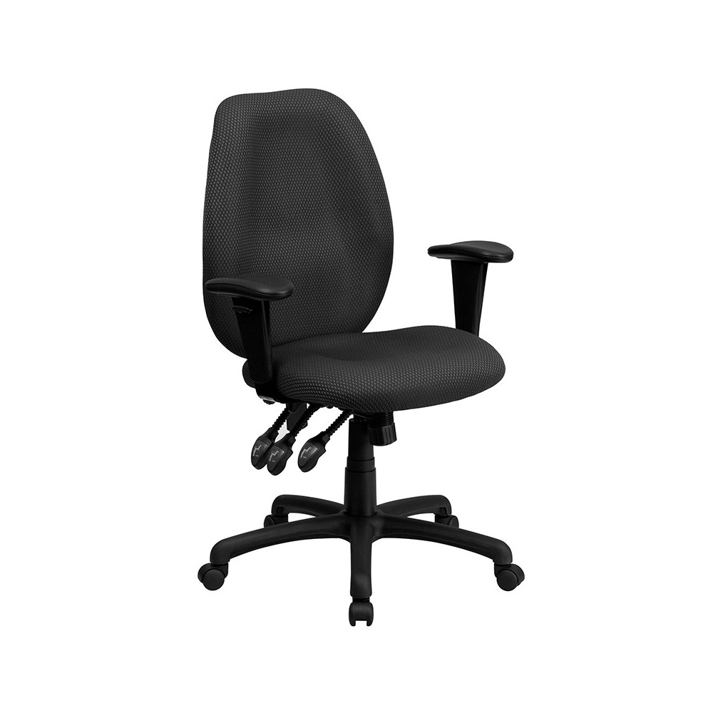 High Back Gray Fabric Multifunction Ergonomic Executive Swivel Office Chair with Adjustable Arms