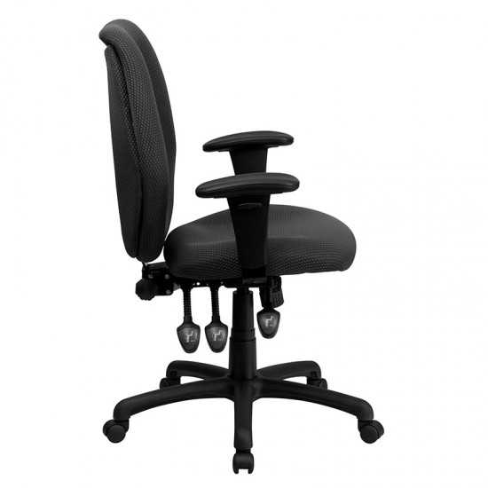 High Back Gray Fabric Multifunction Ergonomic Executive Swivel Office Chair with Adjustable Arms