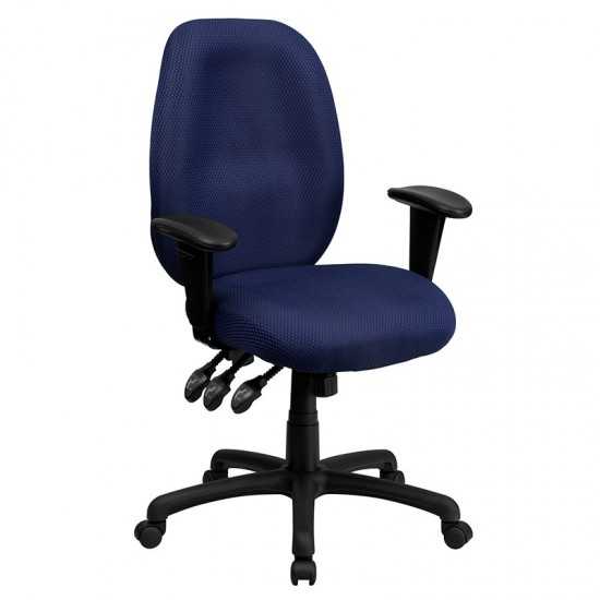 High Back Navy Fabric Multifunction Ergonomic Executive Swivel Office Chair with Adjustable Arms