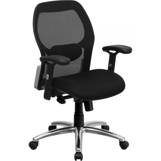 Mid-Back Black Super Mesh Executive Swivel Office Chair with Knee Tilt Control and Adjustable Lumbar & Arms