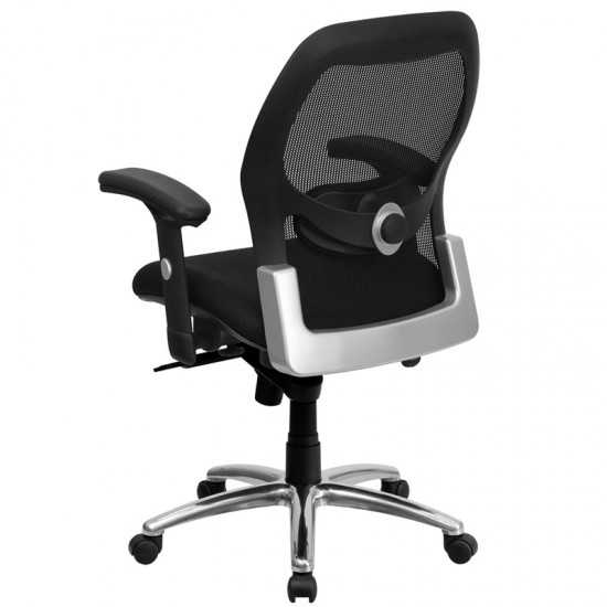 Mid-Back Black Super Mesh Executive Swivel Office Chair with Knee Tilt Control and Adjustable Lumbar & Arms