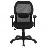 Mid-Back Black Super Mesh Executive Swivel Office Chair with Adjustable Lumbar & Arms