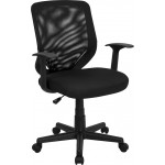 Mid-Back Black Mesh Tapered Back Swivel Task Office Chair with T-Arms