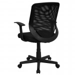 Mid-Back Black Mesh Tapered Back Swivel Task Office Chair with T-Arms