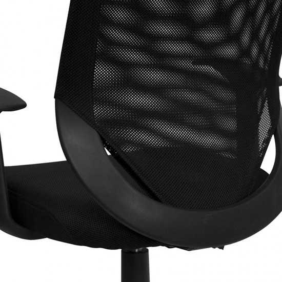 Mid-Back Black Mesh Tapered Back Swivel Task Office Chair with T-Arms